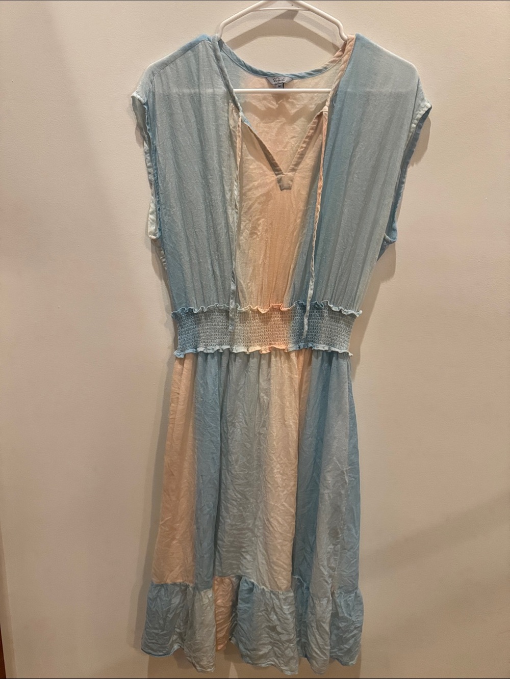 Rails Pastel Blue and Cream Midi Dress